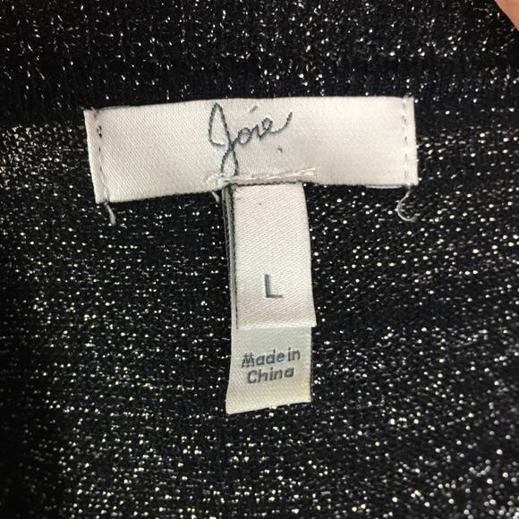 Joie Black Sparkle V Neck Sweater Large - Picture 7 of 7